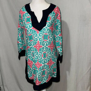 blue & pink Simply Southern "swirly" tunic size large